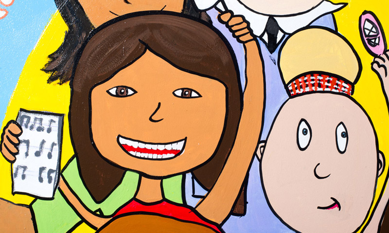 drawing of a girl smiling