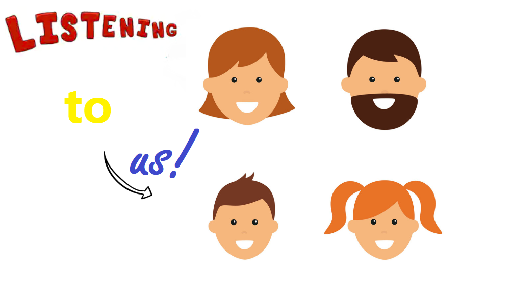 'Listen to us' animation of children faces