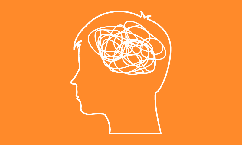 scribbles inside an outline of a head