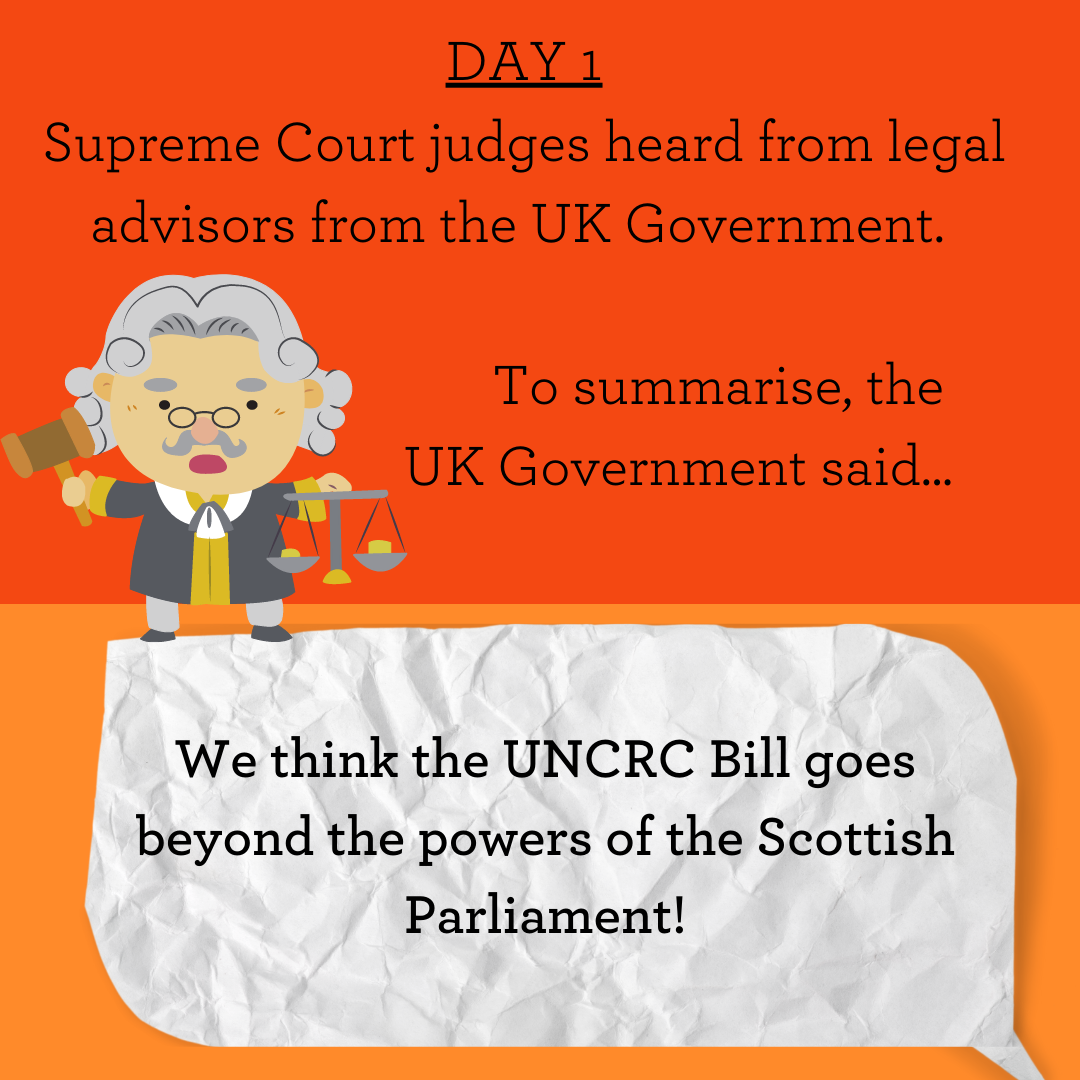 Supreme Court judges heard from legal advisors from the UK Government.          To summarise, the  UK Government said... we think the uncrc bill goes beyond the powers of scottish parliament