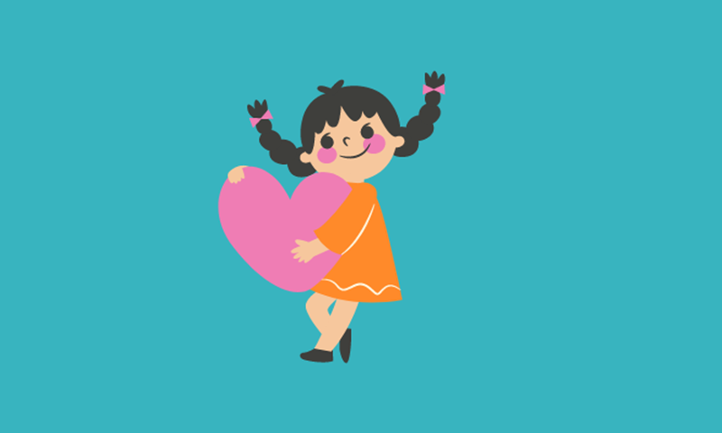 Girl holding pink heart