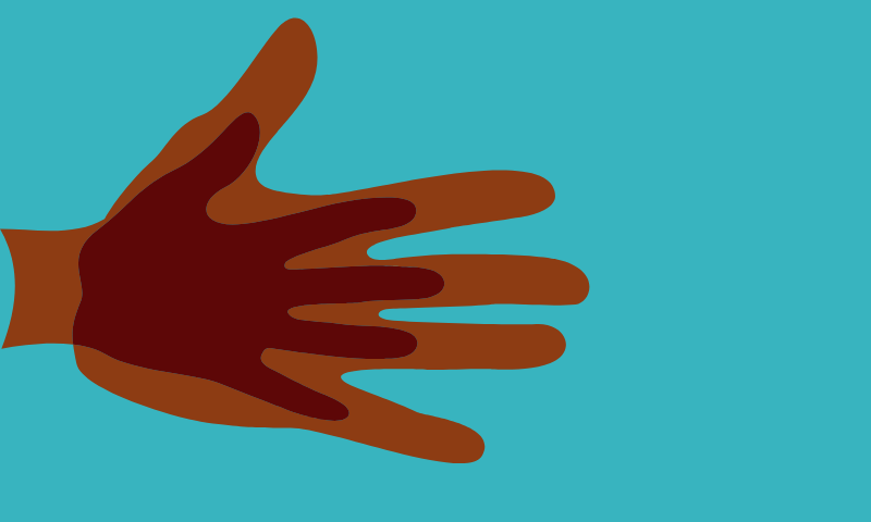 big and small hands on each other