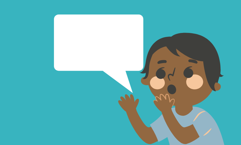 child with speech bubble