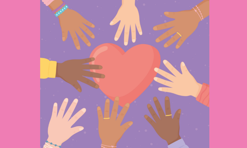 Hands reaching out for a heart