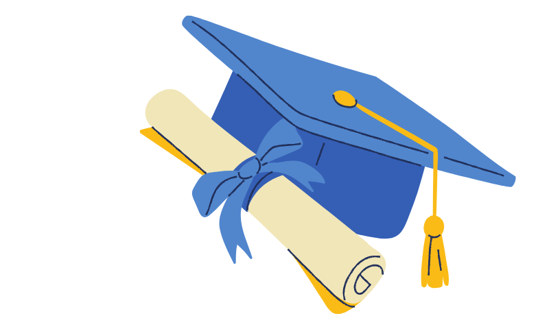 graduation cap and degree animation