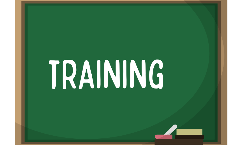 Blackboard reading "Training"
