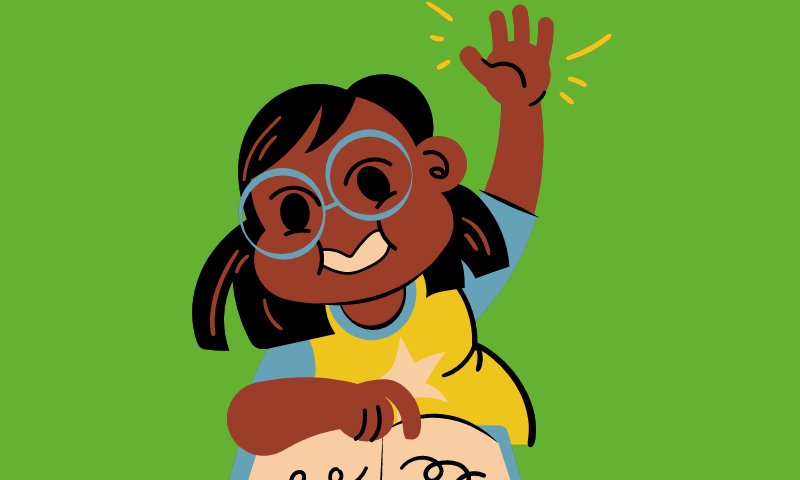 girl raising her hand up