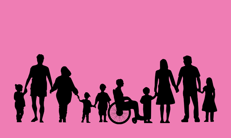 people of all shapes and sizes holding hands