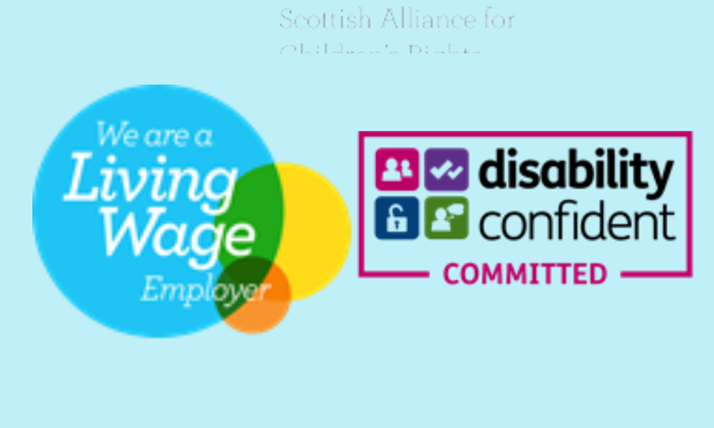 living wage logo, disability confident logo and Together's logo.